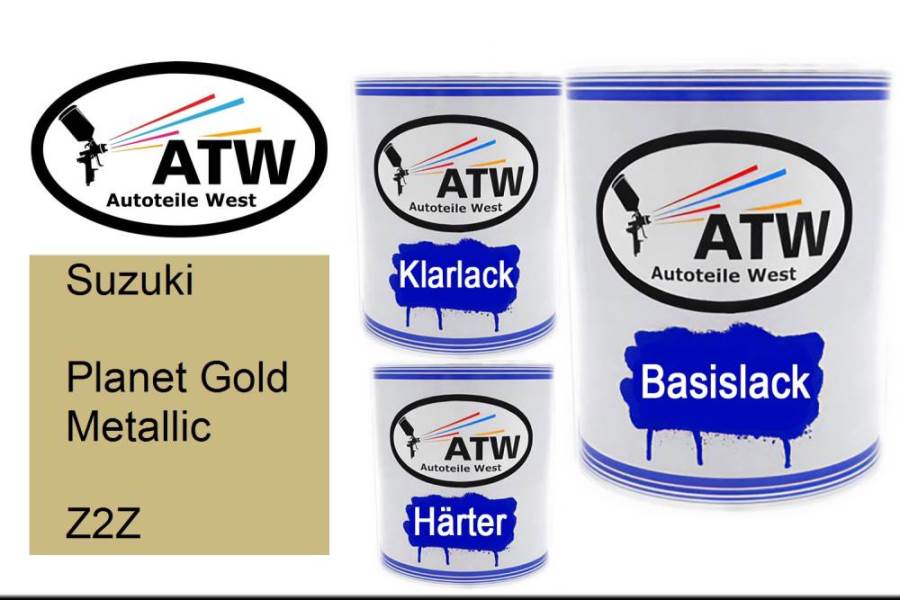 Suzuki, Planet Gold Metallic, Z2Z: 1L Lackdose + 1L Klarlack + 500ml Härter - Set, von ATW Autoteile West.
